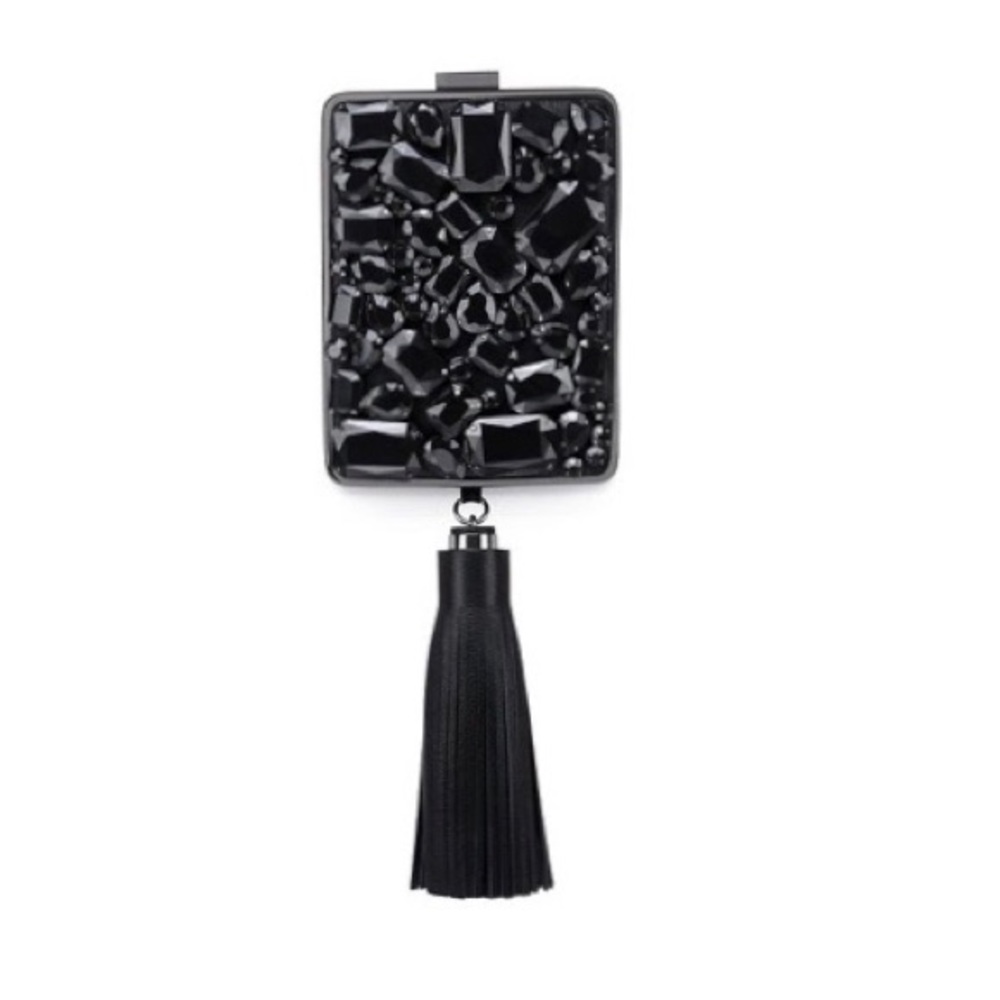 Tory Burch Black Crystal Adele Hardshell Clutch - image 3